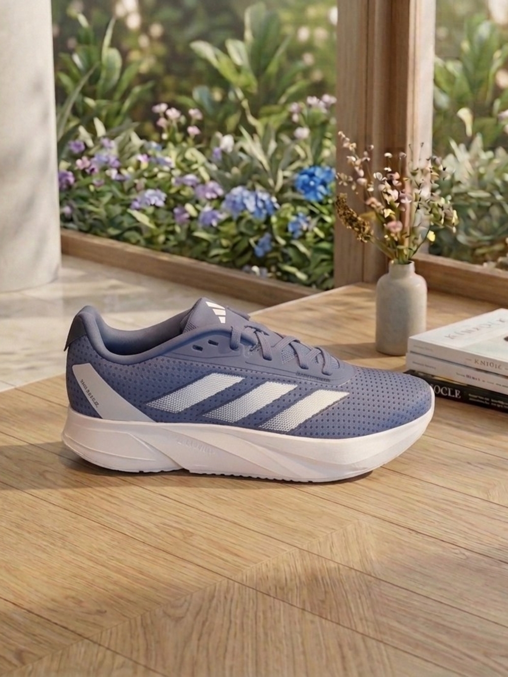 adidas Women's Slate Blue and White Perforated Running Sneakers